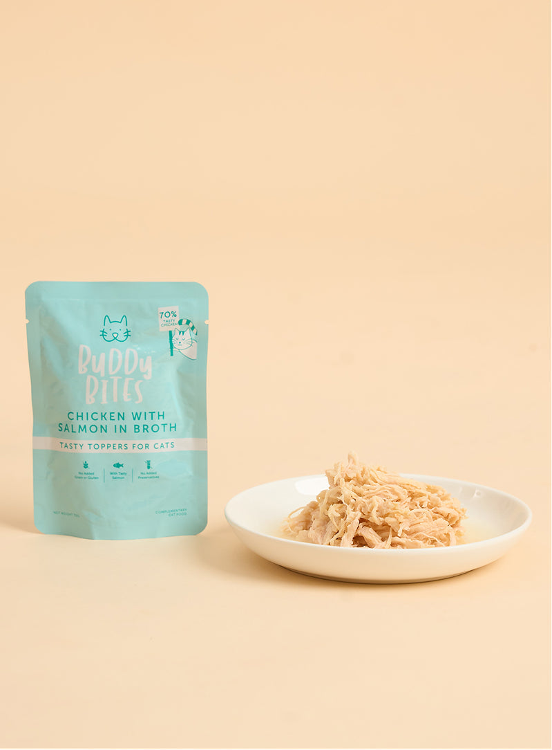 Cat Food Topper (Pouch) - Chicken with Salmon in Broth 70g
