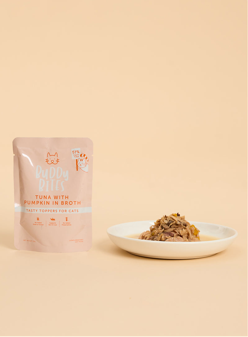 Cat Food Topper (Pouch) - Tuna with Pumpkin in Broth 70g