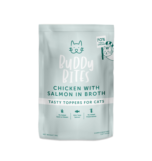 Cat Food Topper (Pouch) - Chicken with Salmon in Broth 70g