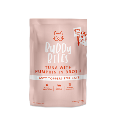 Cat Food Topper (Pouch) - Tuna with Pumpkin in Broth 70g