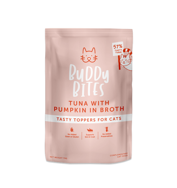 Cat Food Topper (Pouch) - Tuna with Pumpkin in Broth 70g