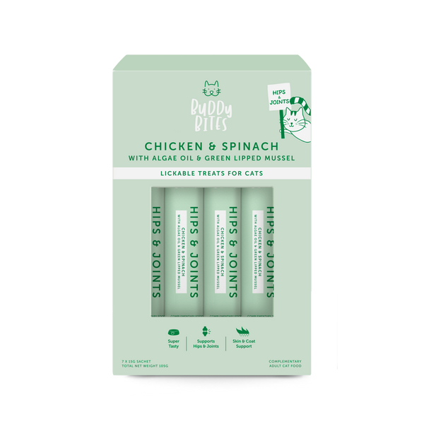 Cat Lickable Treats - Hips & Joints - Chicken with Spinach Box (15gx7)