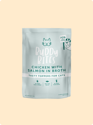 Cat Food Topper (Pouch) - Chicken with Salmon in Broth 70g